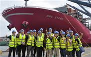 海洋網聯船務第一艘紫紅色貨櫃船「第一白鸛」首航HIT